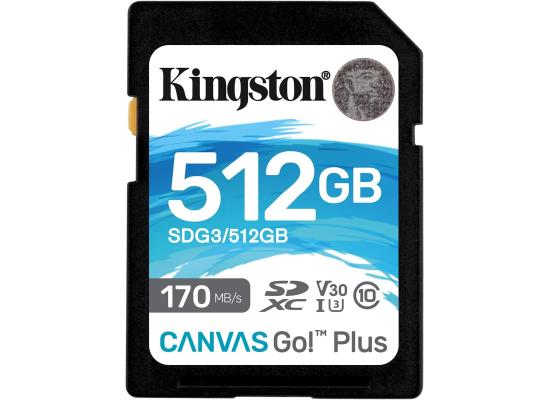 Kingston 512GB SDXC Canvas Go Plus 170MB /s C10, U3, V30 Memory Card